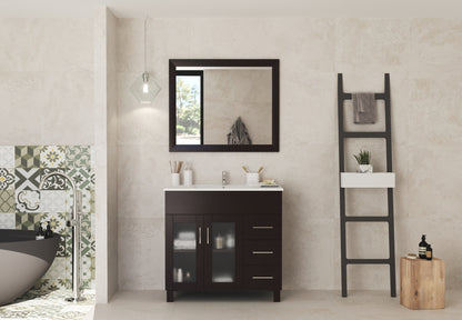 Nova 36" Bathroom Vanity with White Ceramic Basin Countertop