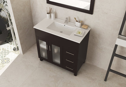 Nova 36" Bathroom Vanity with White Ceramic Basin Countertop