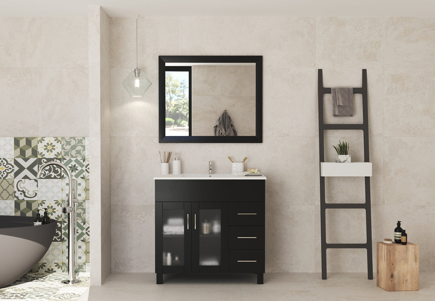 Nova 36" Bathroom Vanity with White Ceramic Basin Countertop