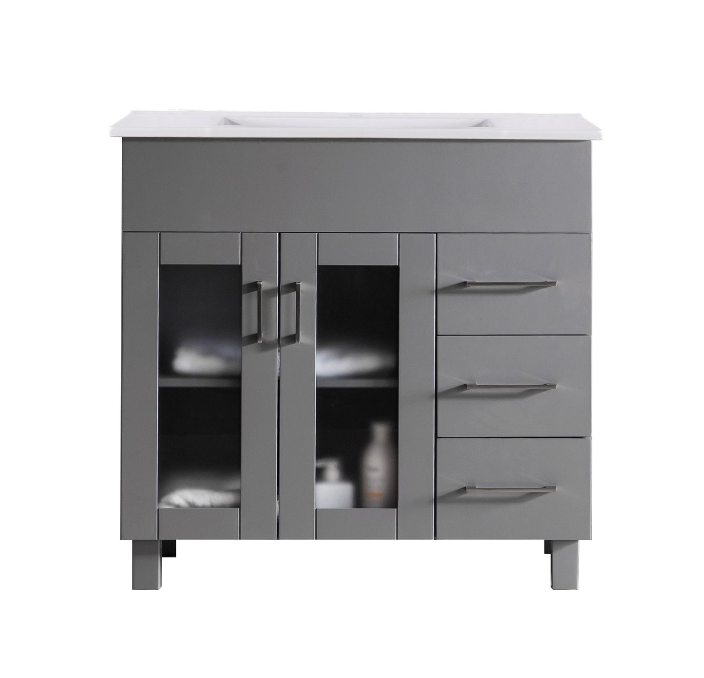 Nova 36" Bathroom Vanity with White Ceramic Basin Countertop