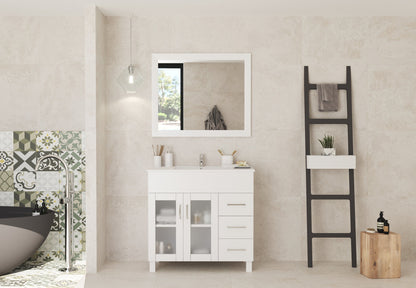 Nova 36" Bathroom Vanity with White Ceramic Basin Countertop