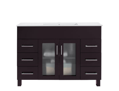 Nova 48" Bathroom Vanity with White Ceramic Basin Countertop