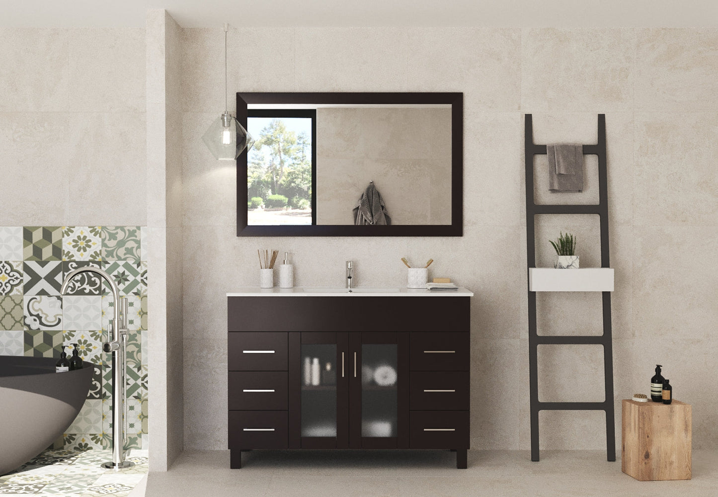 Nova 48" Bathroom Vanity with White Ceramic Basin Countertop