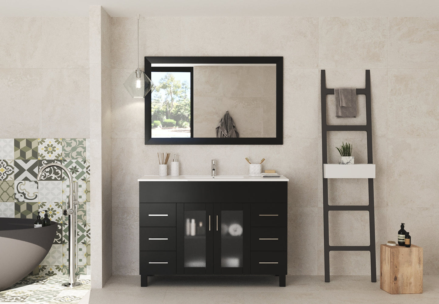 Nova 48" Bathroom Vanity with White Ceramic Basin Countertop