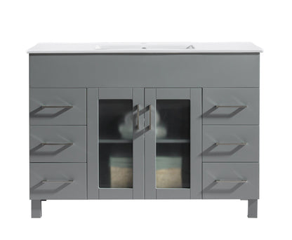 Nova 48" Bathroom Vanity with White Ceramic Basin Countertop