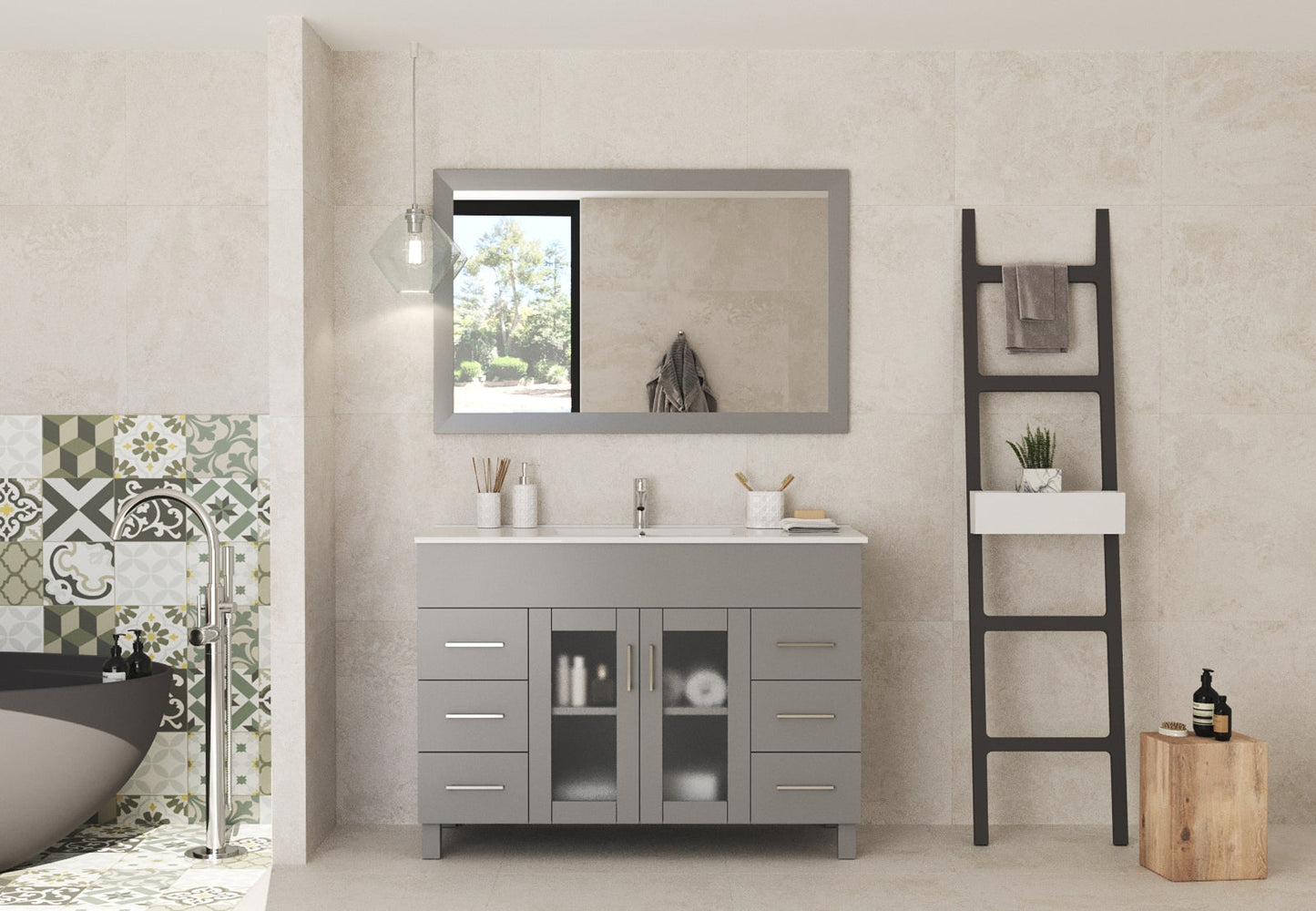Nova 48" Bathroom Vanity with White Ceramic Basin Countertop