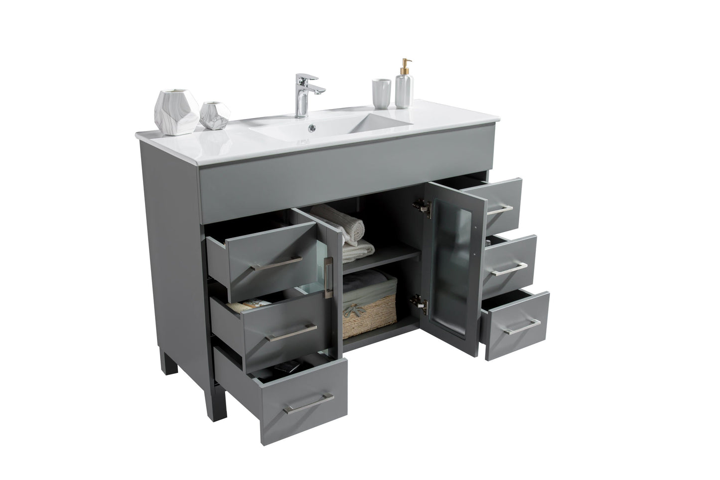 Nova 48" Bathroom Vanity with White Ceramic Basin Countertop