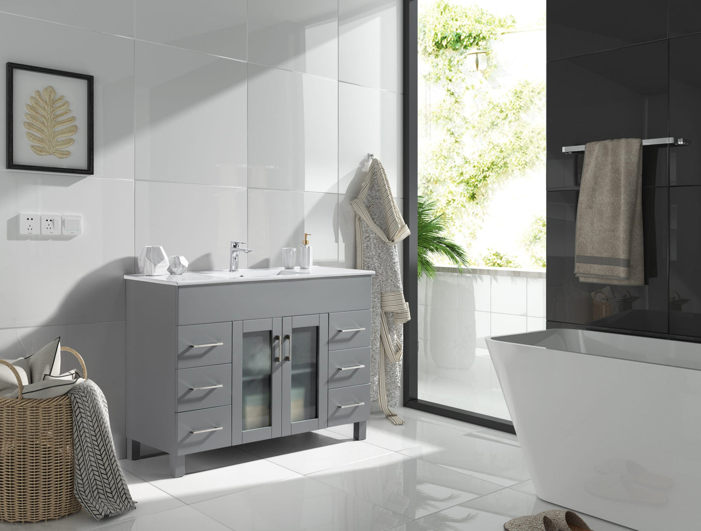 Nova 48" Bathroom Vanity with White Ceramic Basin Countertop