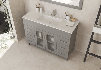 Nova 48" Bathroom Vanity with White Ceramic Basin Countertop