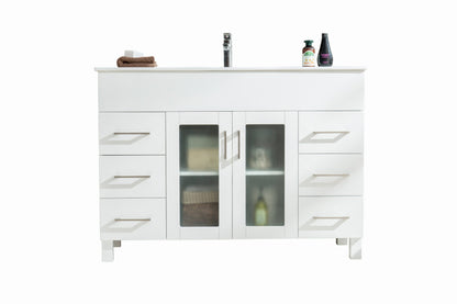 Nova 48" Bathroom Vanity with White Ceramic Basin Countertop
