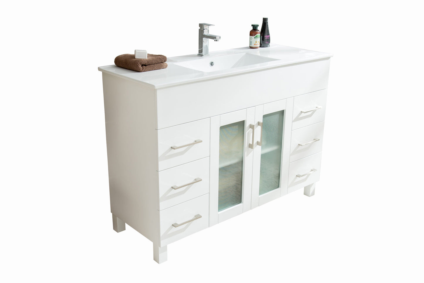 Nova 48" Bathroom Vanity with White Ceramic Basin Countertop