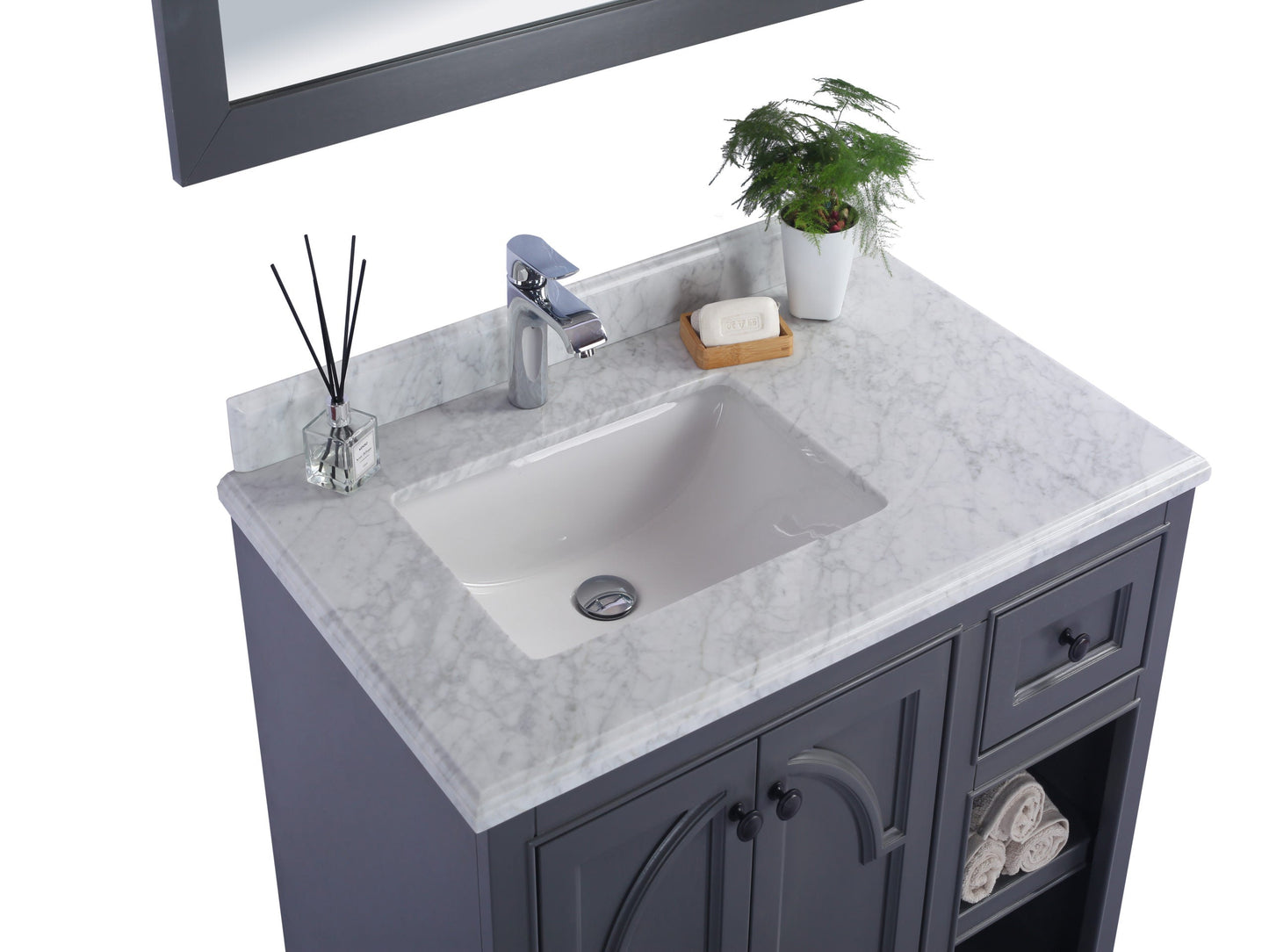 Odyssey 36" Maple Grey Bathroom Vanity with Countertop