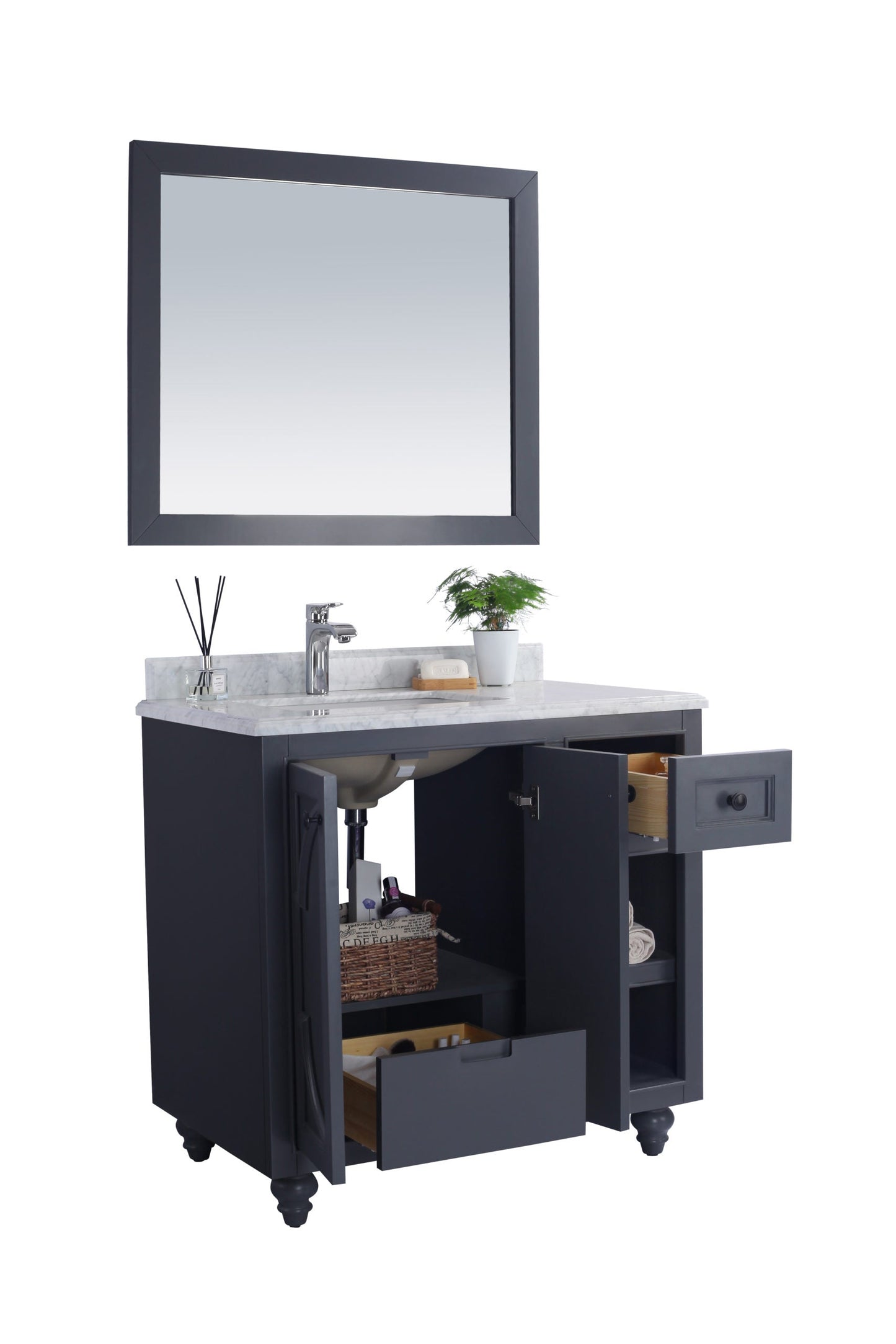 Odyssey 36" Maple Grey Bathroom Vanity with Countertop