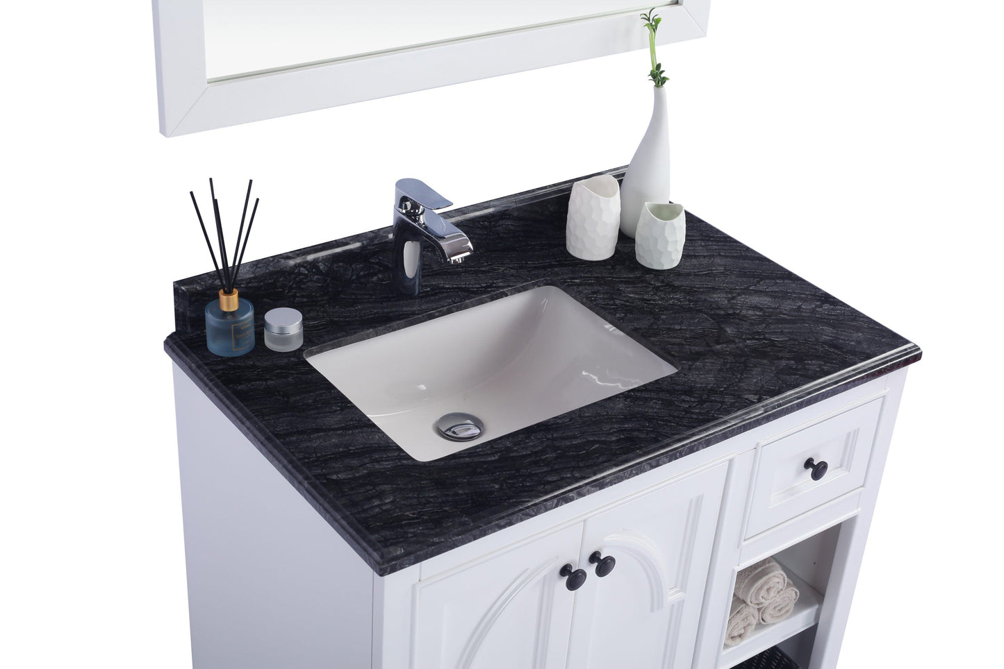 Odyssey 36" White Bathroom Vanity with Countertop