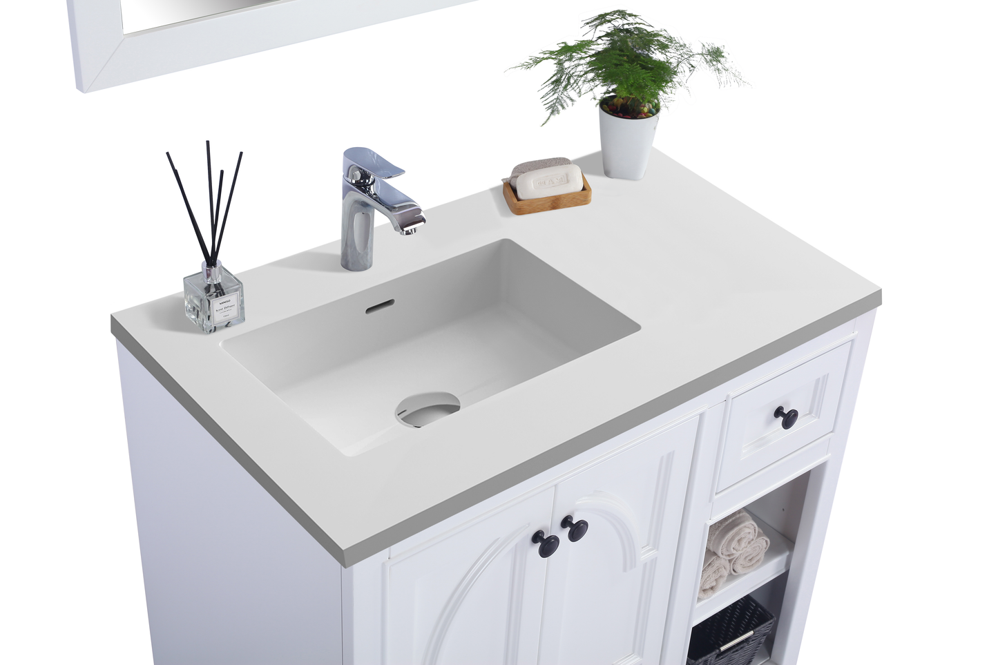 Odyssey 36" White Bathroom Vanity with Countertop