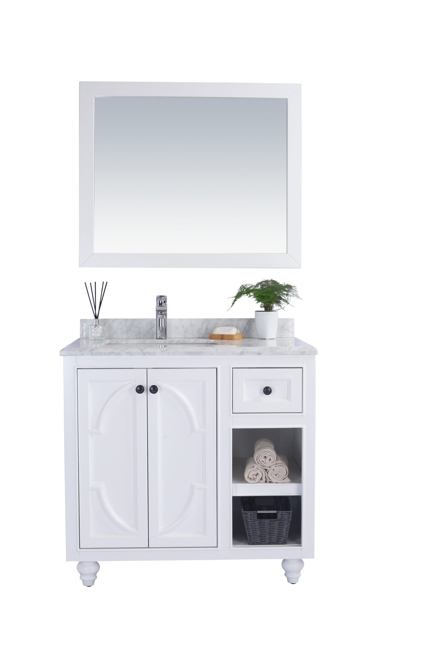Odyssey 36" White Bathroom Vanity with Countertop
