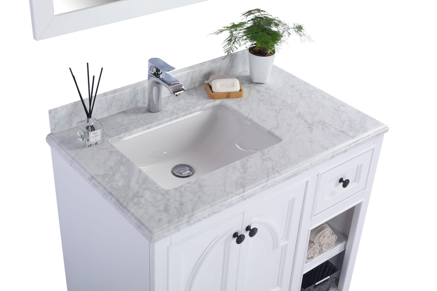 Odyssey 36" White Bathroom Vanity with Countertop