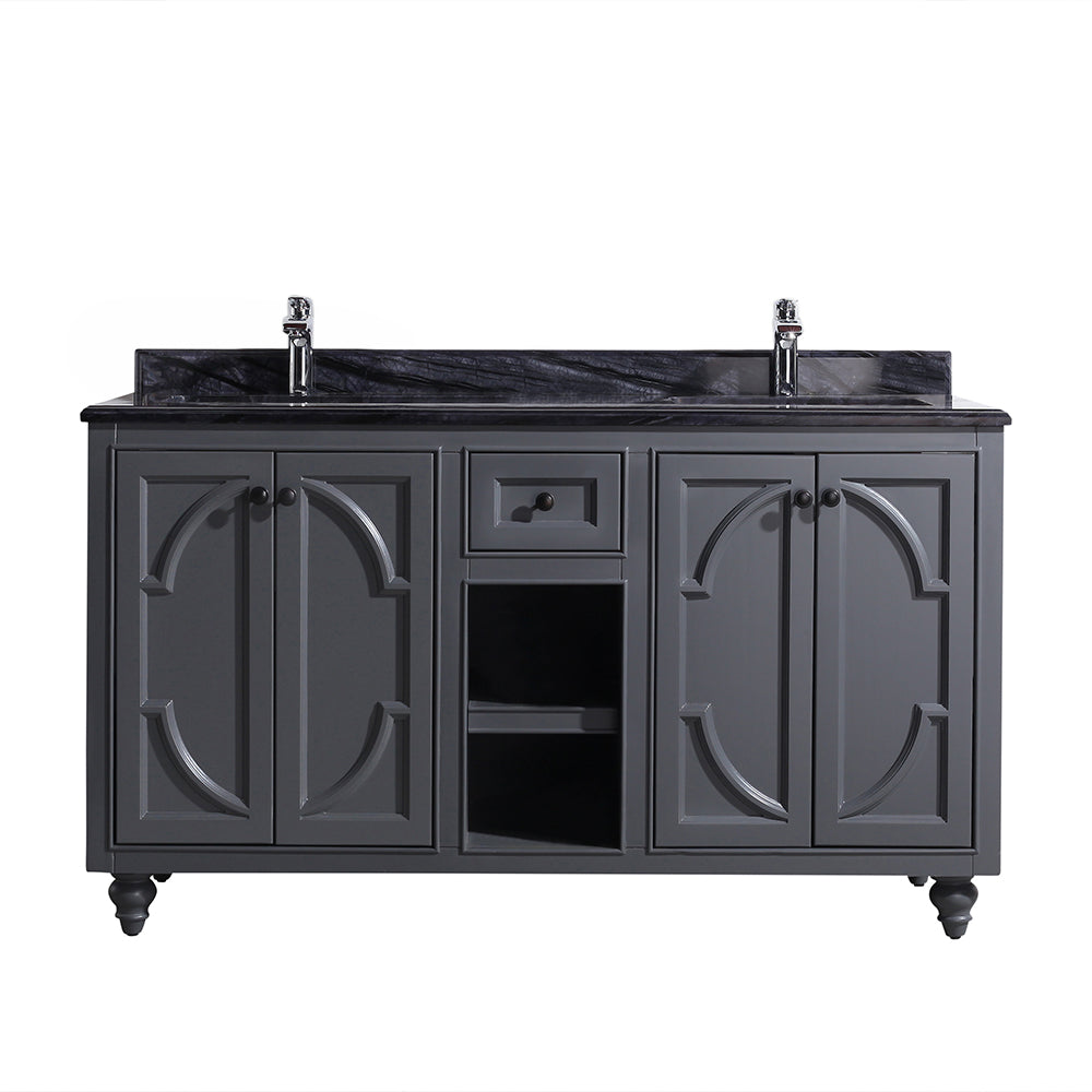 Odyssey 60" Maple Grey Double Sink Bathroom Vanity with Countertop