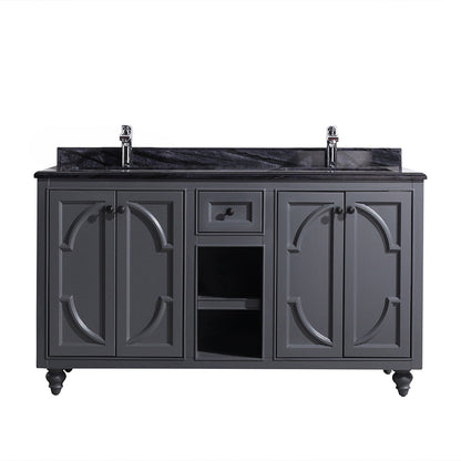 Odyssey 60" Maple Grey Double Sink Bathroom Vanity with Countertop