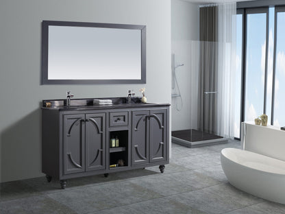 Odyssey 60" Maple Grey Double Sink Bathroom Vanity with Countertop