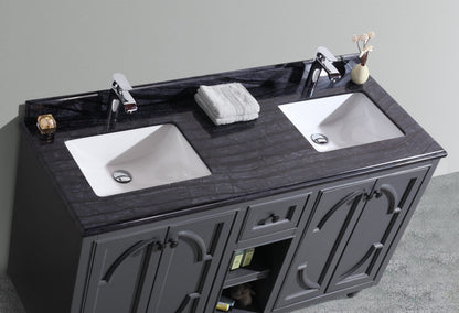 Odyssey 60" Maple Grey Double Sink Bathroom Vanity with Countertop