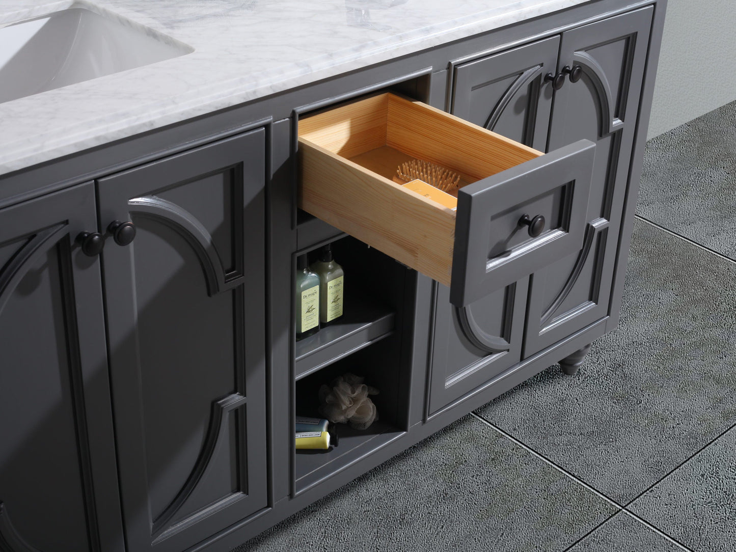 Odyssey 60" Maple Grey Double Sink Bathroom Vanity with Countertop
