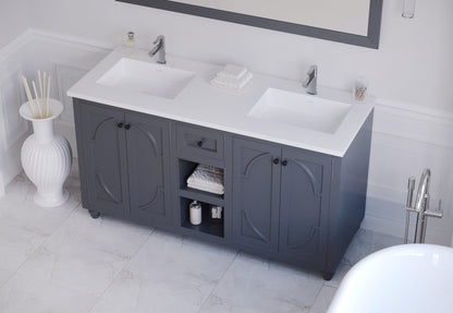 Odyssey 60" Maple Grey Double Sink Bathroom Vanity with Countertop