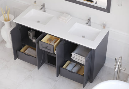 Odyssey 60" Maple Grey Double Sink Bathroom Vanity with Countertop