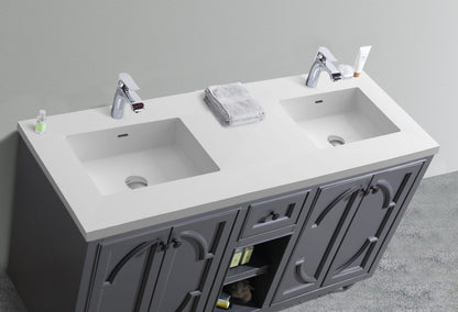 Odyssey 60" Maple Grey Double Sink Bathroom Vanity with Countertop