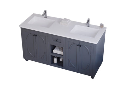 Odyssey 60" Maple Grey Double Sink Bathroom Vanity with Countertop