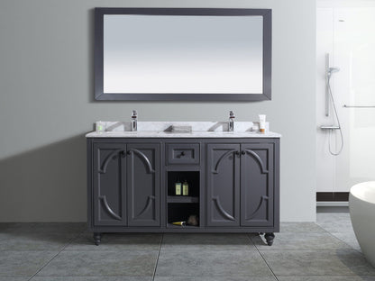 Odyssey 60" Maple Grey Double Sink Bathroom Vanity with Countertop