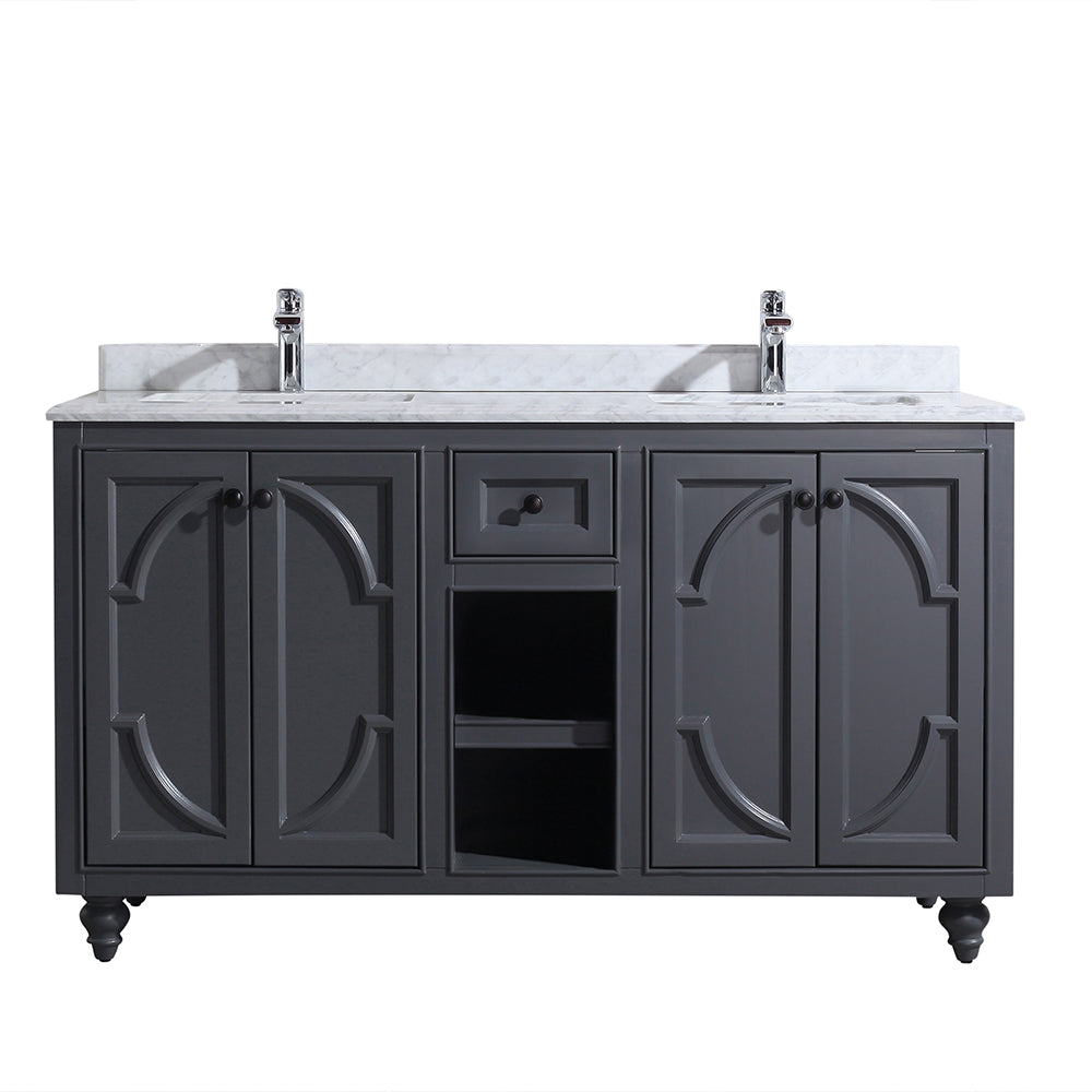 Odyssey 60" Maple Grey Double Sink Bathroom Vanity with Countertop