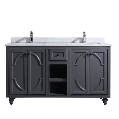 Odyssey 60" Maple Grey Double Sink Bathroom Vanity with Countertop