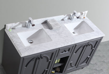 Odyssey 60" Maple Grey Double Sink Bathroom Vanity with Countertop