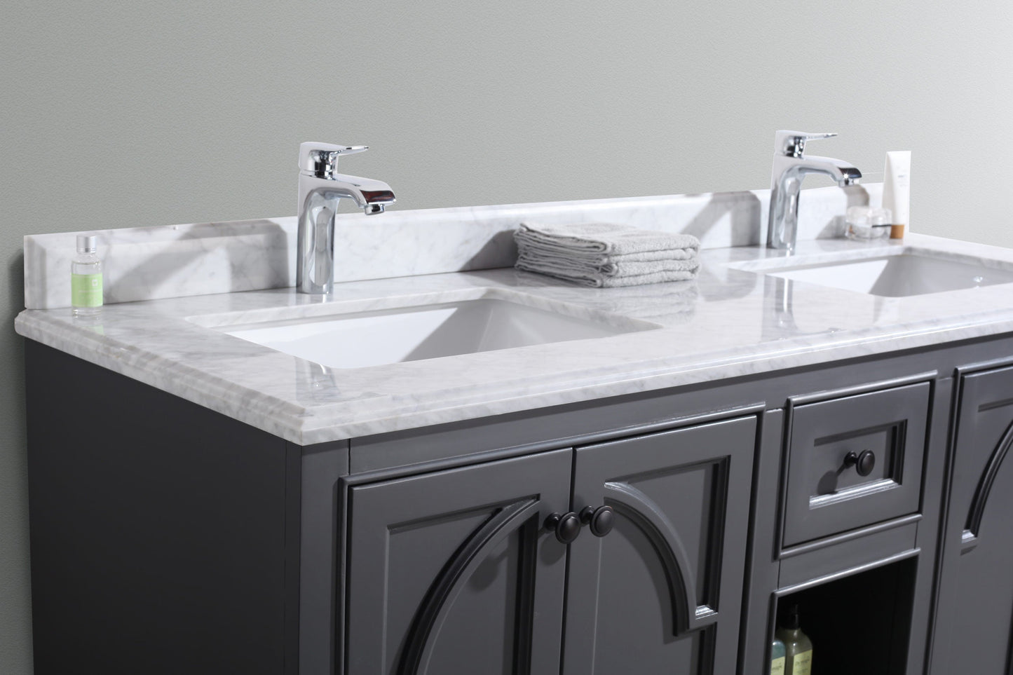 Odyssey 60" Maple Grey Double Sink Bathroom Vanity with Countertop