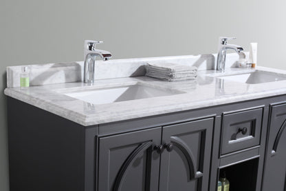 Odyssey 60" Maple Grey Double Sink Bathroom Vanity with Countertop