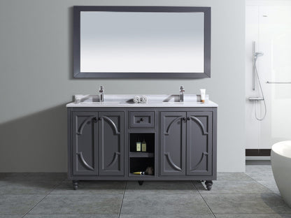Odyssey 60" Maple Grey Double Sink Bathroom Vanity with Countertop
