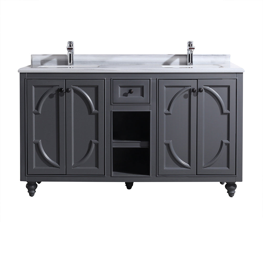 Odyssey 60" Maple Grey Double Sink Bathroom Vanity with Countertop