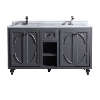 Odyssey 60" Maple Grey Double Sink Bathroom Vanity with Countertop