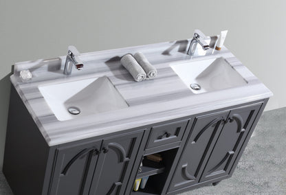 Odyssey 60" Maple Grey Double Sink Bathroom Vanity with Countertop