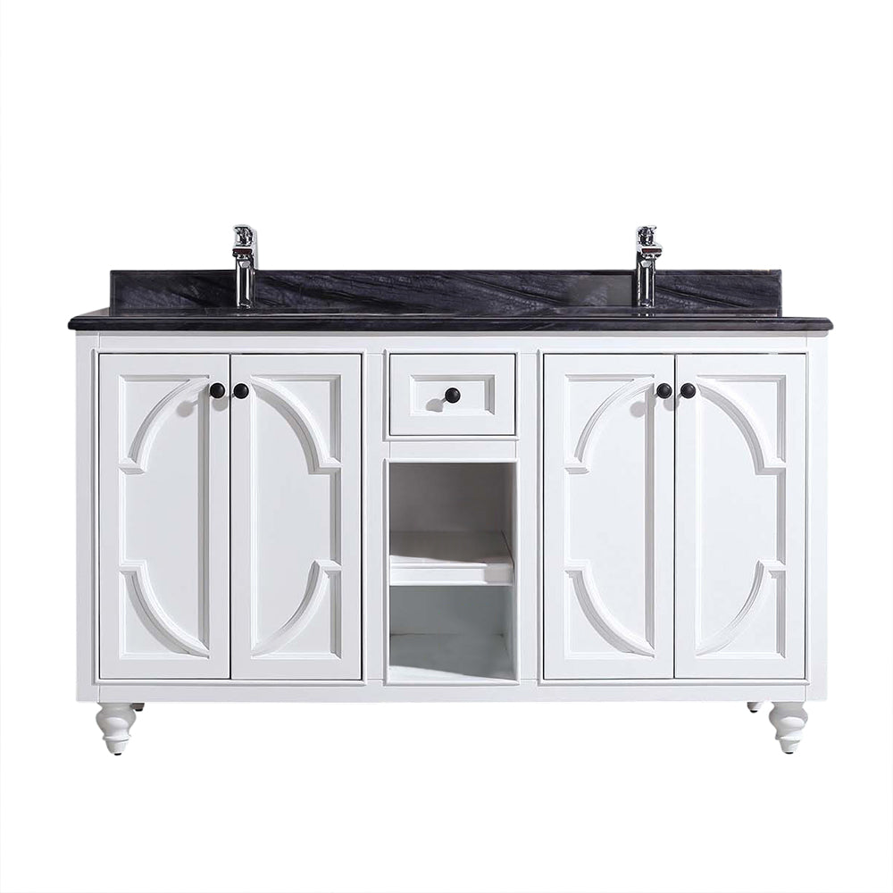 Odyssey 60" White Double Sink Bathroom Vanity with Countertop