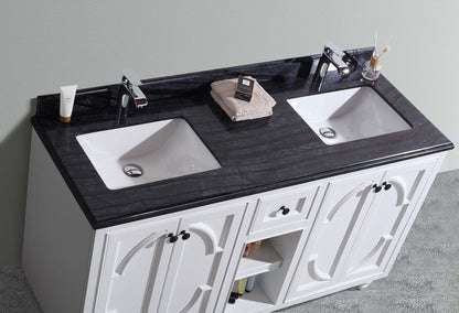 Odyssey 60" White Double Sink Bathroom Vanity with Countertop
