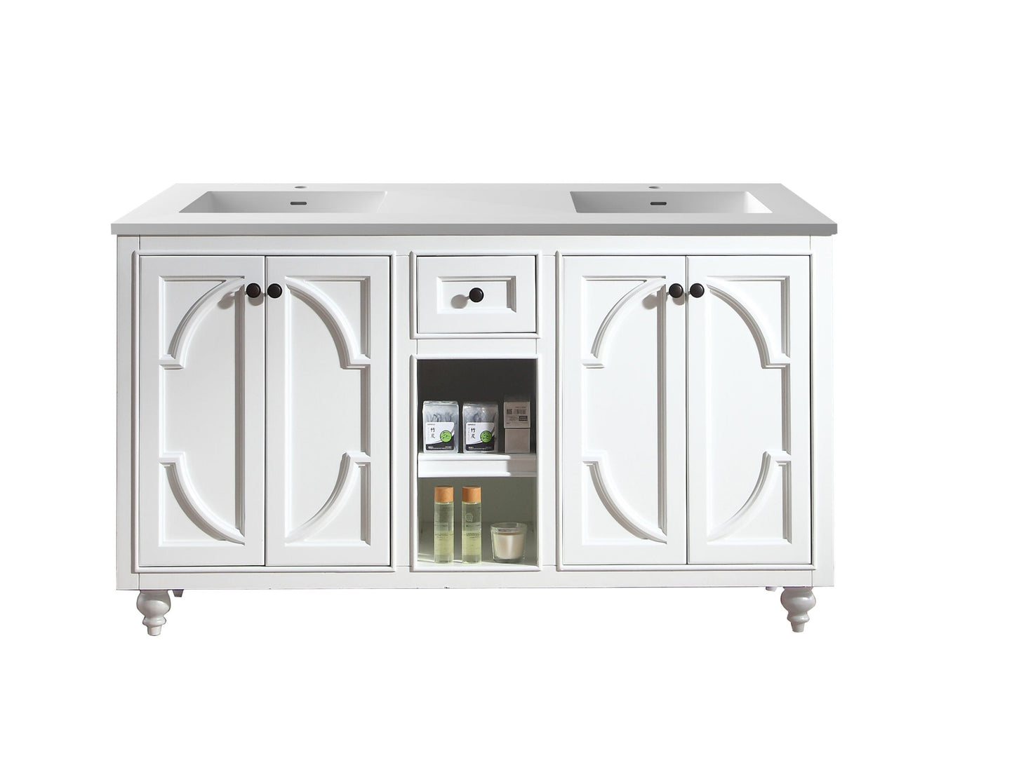 Odyssey 60" White Double Sink Bathroom Vanity with Countertop