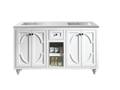 Odyssey 60" White Double Sink Bathroom Vanity with Countertop