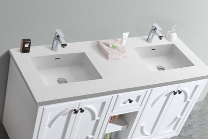 Odyssey 60" White Double Sink Bathroom Vanity with Countertop
