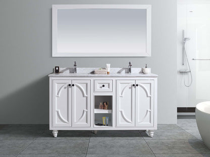 Odyssey 60" White Double Sink Bathroom Vanity with Countertop