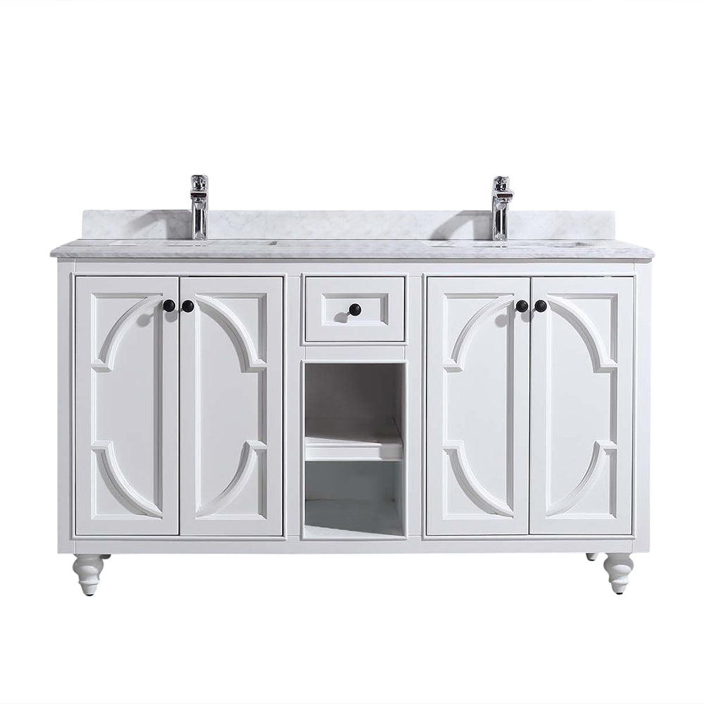 Odyssey 60" White Double Sink Bathroom Vanity with Countertop