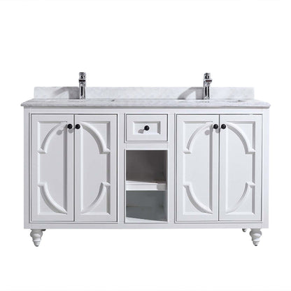 Odyssey 60" White Double Sink Bathroom Vanity with Countertop
