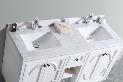 Odyssey 60" White Double Sink Bathroom Vanity with Countertop