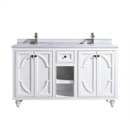 Odyssey 60" White Double Sink Bathroom Vanity with Countertop